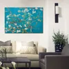 Handmade Artwork Canvas Paintings by Vincent Van Gogh Almond Branches in Bloom San Remy Blue Modern Art Kitchen Room Decor