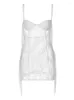 Casual Dresses Party Rave Club Ladies Sexy Tassel Patchwork Short Tight Dress White Camisoles Floral Hollow Out Sheer Holiday Base Tank