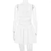 Robes décontractées Wepbel blanc robe d'été courte pour les femmes débardeurs Sexy mignon dentelle jarretelle jupe couleur unie a-ligne Club fête