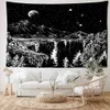 Tapestries Black Starry Sky Tapestry Wall Hanging Sun and Moon Witchcraft Psychedelic Art Mountain Hippie Aesthetic Room Decor R230713