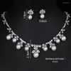 Halsband örhängen set gmgyq mode zironia med pärla blomma design örhänge och uppsättningar för brud trend bröllop fest smycken tillbehör