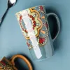 Tazze Tazza stile tradizionale Sun Flower Art Pattern Tazze in ceramica 500ml Capacità maggiore Caffè Latte Tazza da colazione Tazze regalo creative R230713