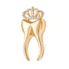 Pins Brooches Fashion Tooth Brooch Rhinestone Crown For Women Dress Dentist Jackets Lapel Pins Bag Metal Badges Nurse Jewelry Gift Dhhxd