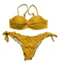 Costumi da bagno da donna 2023 Costume da bagno bikini con spacco Donna Gather Tinta unita Giallo Sexy Micro
