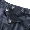 Slip Homme Faux Cuir Wetlook Bugle Pouch Press Buttons Booty Boxer Short Culotte Latex Underpants Hombre Sous-Vêtements Sexy Clubwear J230713