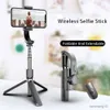 Selfie Monopods Sans fil Selfie Stick Mini Trépied Extensible Monopode 360 Rotation Support de téléphone avec obturateur à distance pour IOS Android Phone R230713