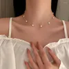 Girocollo Collana di perle d'acqua dolce di moda per le donne Decorazione di gioielli per banchetti con catena di clavicola per adolescenti rotondi rosa bianchi