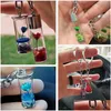 Key Rings Fashion Natural Eternal Flower Keychain Dried Flowers Plants Chains Wishing Bottle Keyrings Holder Women Bags Drop Deliver Dhrkr