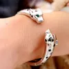 Bangle Black Spots Double Leopard Head Bracelet Zirconia Stone Animal Panther Cuff Bangle for Women Designer Copper Jewelry 230712