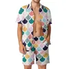 Tute da uomo Seigaiha Print Set da uomo Vintage Blue Wave Pantaloncini casual Beachwear Set camicia Summer Hawaii Suit a maniche corte Oversize