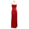 Vestidos casuais vermelho sem costas longo vestido de noite gala para meninas 2023 verão sexy elegante mulheres festa robe itens por atacado negócios