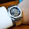 Нарученные часы для производства механических часов для мужчин Автоматические стальные ремешки скелеты мужские часы для лучших брендов Luxury Reloj Hombre 230712