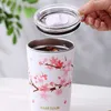 Mugs Stainless Steel Cherry Coffee Thermal Mug Double Wall Heat Insulation Beer Water Milk Cups Drinkware Tumbler School Teacher Gift R230712