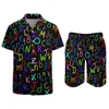 Męskie dresy literowe druk menu Zestawy zupa alfabetowe swobodne szorty Summer zabawny koszulka plażowa