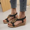 Bohemian 167 Women Sandals Случайный этнический в стиле бисера платформы летние туфли эластичная полоса толстая нижняя римля