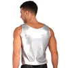 Regatas masculinas Colete masculino com decote em U sem mangas Moda com zíper Top de couro envernizado Look molhado Festa Clubwear Pole dança Rave Outfit