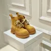 Designer Boots Women Lace-up Ankle Yellow Boots Vintage Suede Fashion Thick Bottom Boot Desert Platform Combat Booties with Box