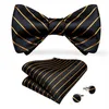 Hi-Tie Tie Tie Set Luxury Black Gold Silk Self Subt Tie для мужчин Drop LH-0093273R