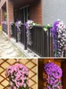 Decorative Flowers 100Pcs/lot 18 Branchs/Bouquet Artificial Silk Orchids Flower Vine Wisteria Rattan Craft Ornament For Home Wedding Holiday