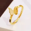 Stainless Steel Butterfly Rings for Women Kpop Style Gold Color Jewelry 2023 Wholesale Romantic Pinky Ring Teen Gifts KBR112