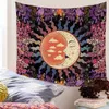 Tapisserier estetiska färgglada vågor sol tapestry vägg hängande stort tyg tapestry vägg hängande boho hippie tyg sovsal rum dekor