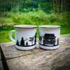 Mugs Personalised Campervan Enamel Camper Mug 11oz Family camper Milk Cup Father Beer Mug R230713