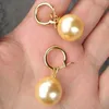 Boucles d'oreilles pendantes 16mm mode jaune mer du sud coquille perle 14k or accessoires cadeau Thanksgiving chanceux bricolage belle Pâques