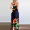 Sukienki na co dzień pasek mody V Szyjka na szyję sukienka wakacyjna Y2K Ubrania Kobiety Summer Floral Print Corset Bohemian