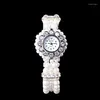 Horloges L5YC Dames White Pearl String Strap Wrap Wrist Watch Crystal Accented Beads Style