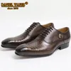 Dress Shoes Luxury Men Oxford Snake Skin Prints Classic Style Leather Coffee Black Lace Up Pointed Toe Formal 230712