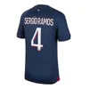 23 34 Maillots de football Paris Soccer Jerseys MBAPPE Lee Kang In HAKIMI 2023 2024 Paris FOOTBALL SHIRT MARQUINHOS VERRATTI maillot foot Men kids KIT