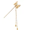 Grampos de cabelo Borboleta Stick Chinês Hanfu Touca Para Mulheres Tassel Metal Hairpin Pauzinhos Punk Diariamente Fecho Garfos Jóias