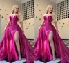 Sexy Fuschia Plus Size Swate Prom Prompes с съемными поездами возлюбленная