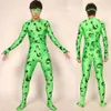 녹색 Lycra Spandex Riddler Catsuit Costume Unisex 문제 마크 바디 정장 테마 의상 할로윈 파티 코스프레 바디 수트 P273237K