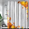 Thanksgiving Shower Curtain Fall Maple Leaves Pumpkins Sunflower and Turkey Shower Curtains for Bathroom Autumn Holiday Curtain with Hooks