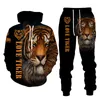 Männer Trainingsanzüge 202The Tiger Gedruckt Sweatshirt Hoodies Set Lion Trainingsanzug/Pullover/Jacke/Hosen Sportswear Herbst Winter männlichen Anzug