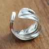 Anillos de racimo 2023 Anillo de plumas abierto de plata esterlina 925 turquesa de tamaño libre hecho a mano para hombres y mujeres