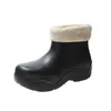 Botas de chuva de borracha à prova d'água Candy Color feminino 2021 inverno novo quente curto de pelúcia Slip on botas femininas sapatos de plataforma L230704