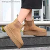 Boots Australian Women's Snow Boots Platform Boots Women Casual Winter Snow Ankle Boots Women Slip on Plush Leather Boots T230713