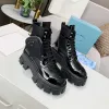 Designer plataforma botas femininas bota de luxo senhoras rois moda meninas couro nylon alça material destacável pequena carteira senhora ao ar livre sapatos casuais com caixa