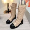 Pełna skóra zbożowa dla kobiet o niskim obcasie buty w połowie zawartości Cowskin Knice Lace-Up Boi Booties bojownicy na zewnątrz luksusowe projektanci rozmiar rozmiaru 35-41