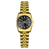 Horloges Diamond Faced Steel Band Kalender Horloge Dames Eenvoudig Casual Student Mode Kwarts Goud Set Heren Paar