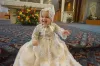 Стильные длинные крестильные платья с рукавами для маленьких девочек, кружевные платья для крещения с аппликацией из жемчуга и чепчиком, платье для первого общения