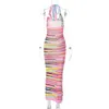 Vestidos Casuais Lã De Malha Maxi Para Mulheres Halter Gola Pendurada Bodycon Vestido Longo Sem Mangas Costas Ocas Vestidos Listras