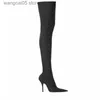 Boots NEW High Heels 2023 Women's Over The Knee Boots Pointed Toes Thigh High Boot Elastic Sexy Stilettos Long Booties Shoes T230713