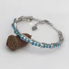 Bracelets porte-bonheur JLB-058 Design bambou motif bleu opale de feu Bracelet dame Vintage bijoux cadeau