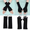 Cinq doigts gants 1 paire protection solaire sans doigts longs gants femmes bras cool été solides mitaines demi-doigts manches noir blanc nu 230712