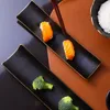 Tallrikar japansk frostad svart phnom penh rektangulär keramisk sushi platta lång hushåll kreativ kycklingvinge bakning