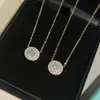2023 joli pendentif mignon colliers long argent mince chaîne en acier inoxydable diamants anneaux de cristal design femmes collier avec sac à poussière et boîte