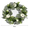 Decorative Flowers -Christmas Wreath Door Decoration With White Pumpkin Artificial Garland Home Hanging Window Autumn Or Thanksgiving Decor